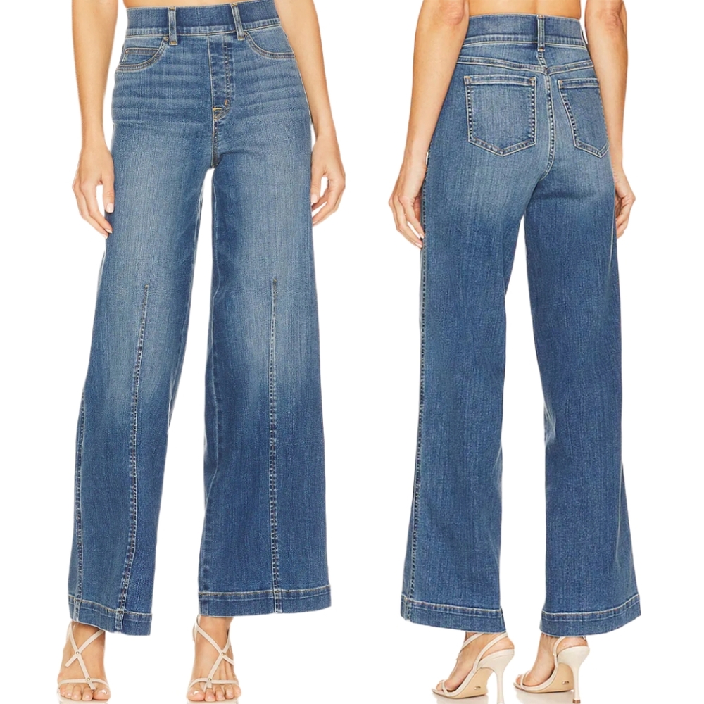 XL Revolve Spanx Everywear Center Seam Wide Leg Jeans Blue